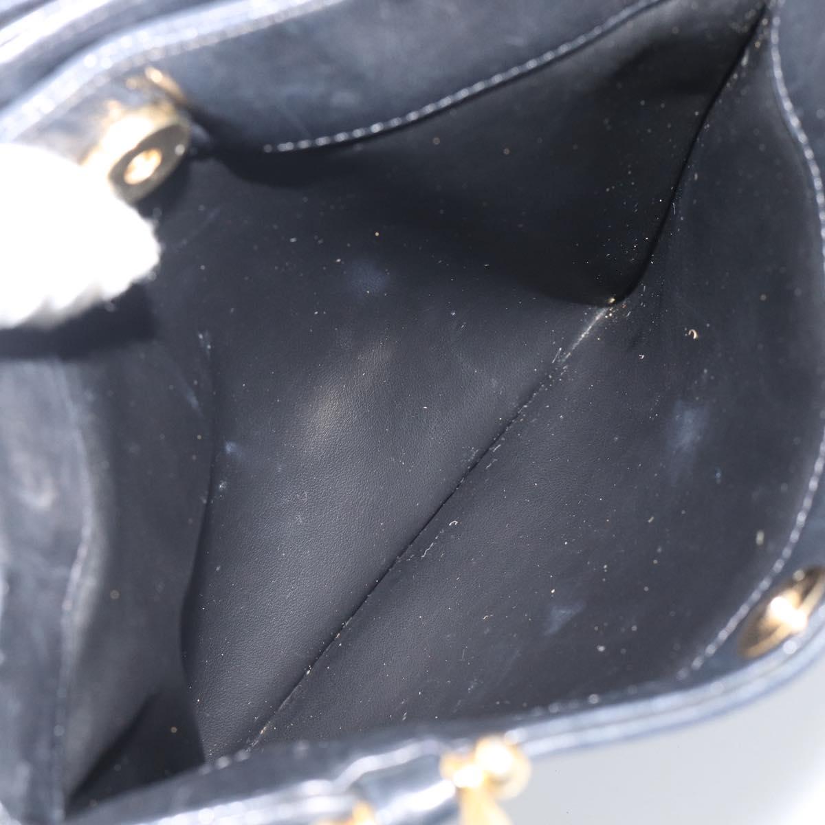 BALLY Hand Bag Leather Black Gold Auth 196018