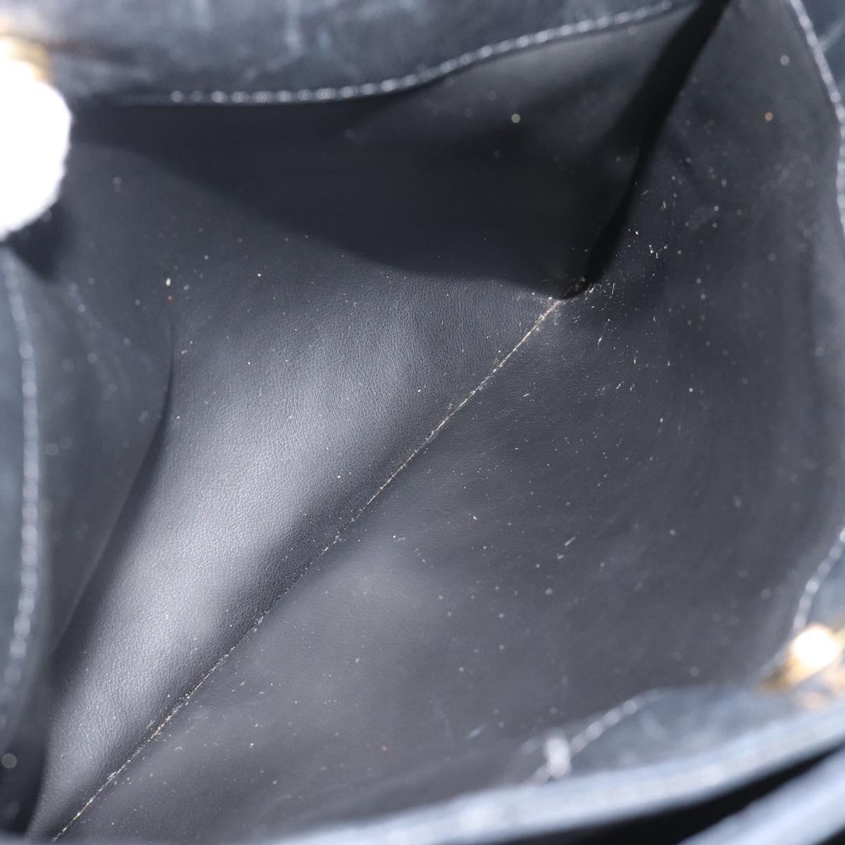 BALLY Hand Bag Leather Black Gold Auth 196018