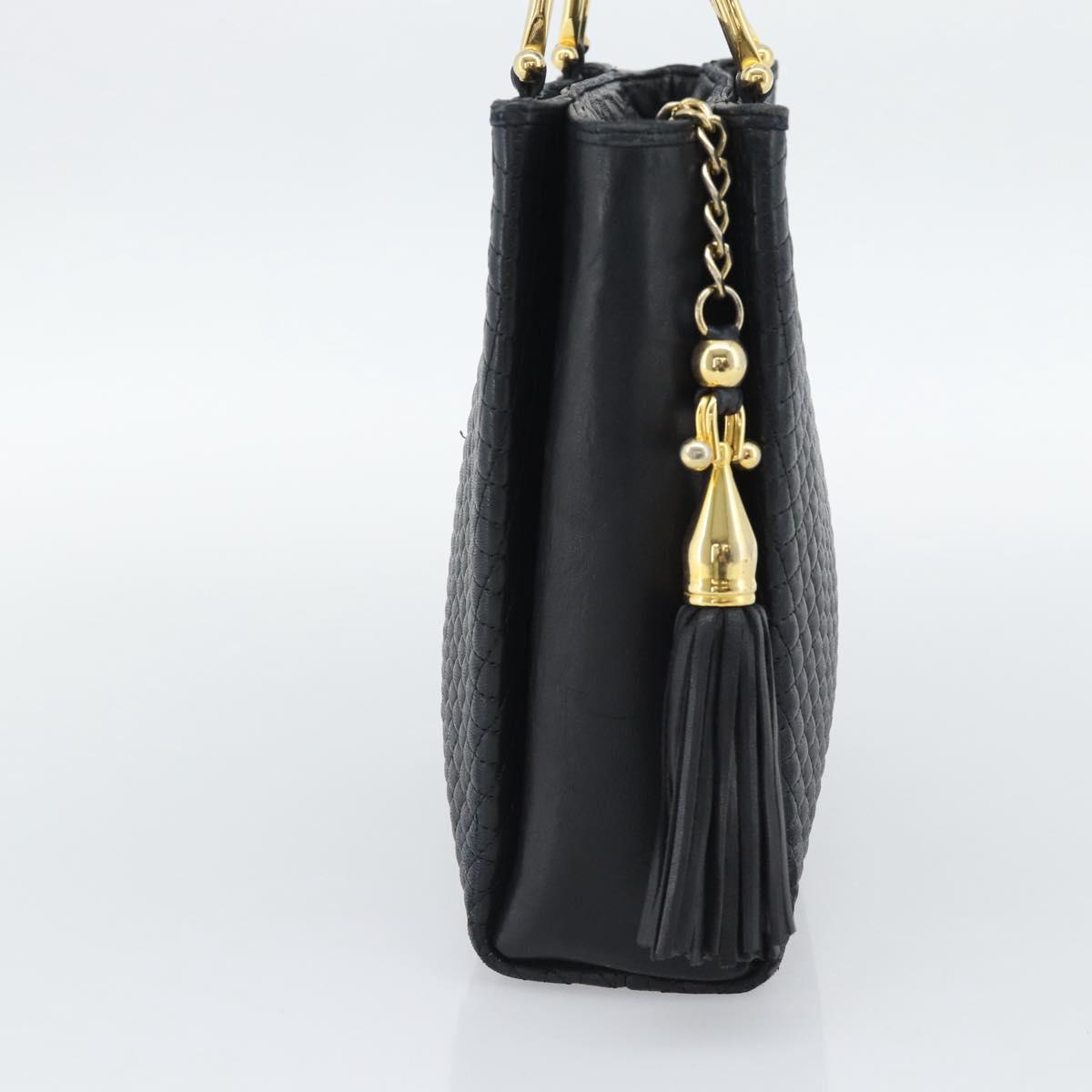 BALLY Hand Bag Leather Black Gold Auth 196018