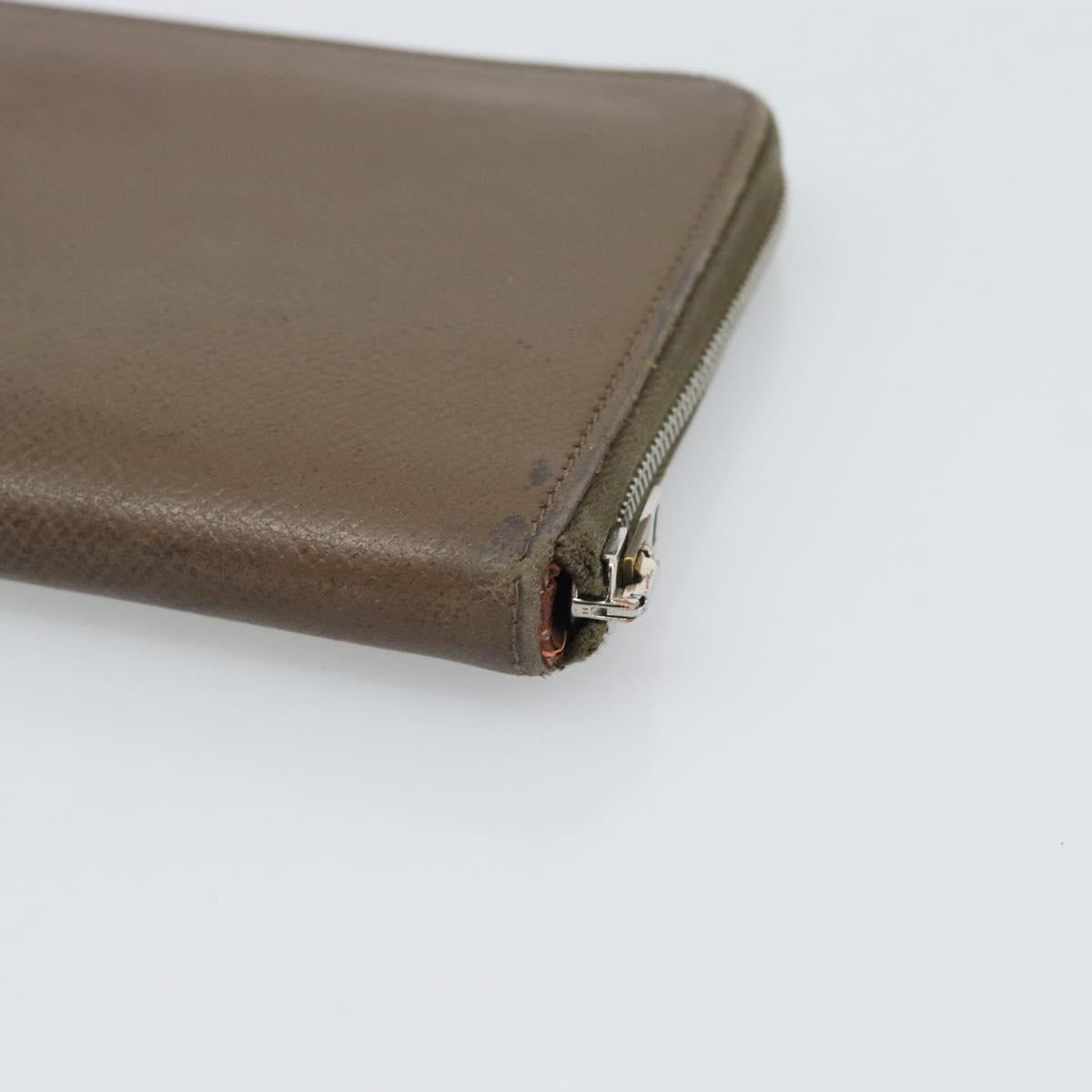 HERMES Azap Long Wallet Leather Beige Silver Auth 196019