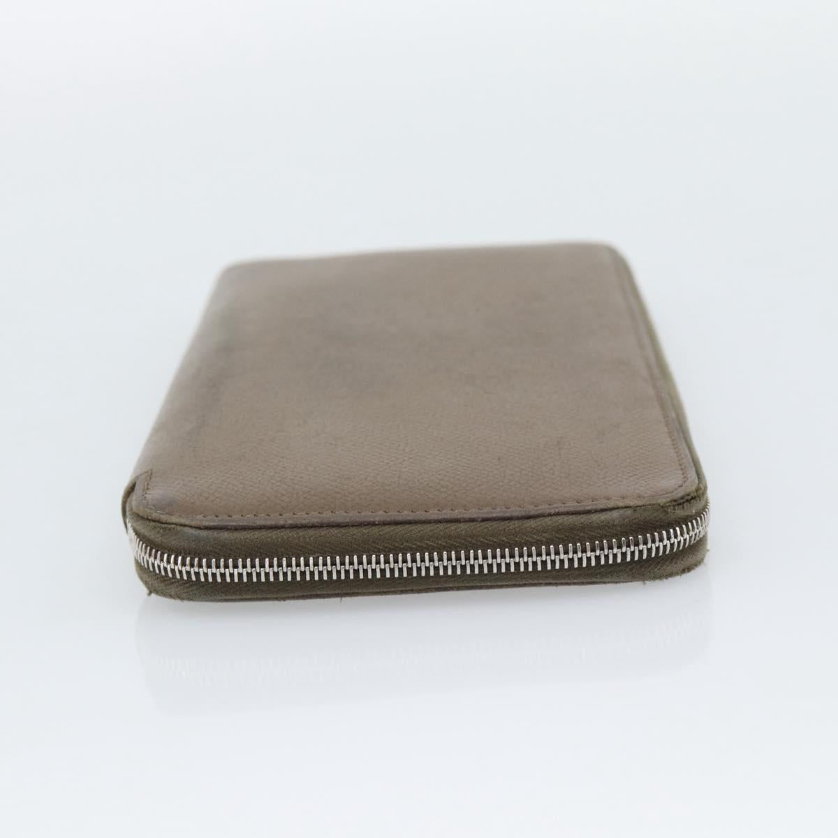 HERMES Azap Long Wallet Leather Beige Silver Auth 196019