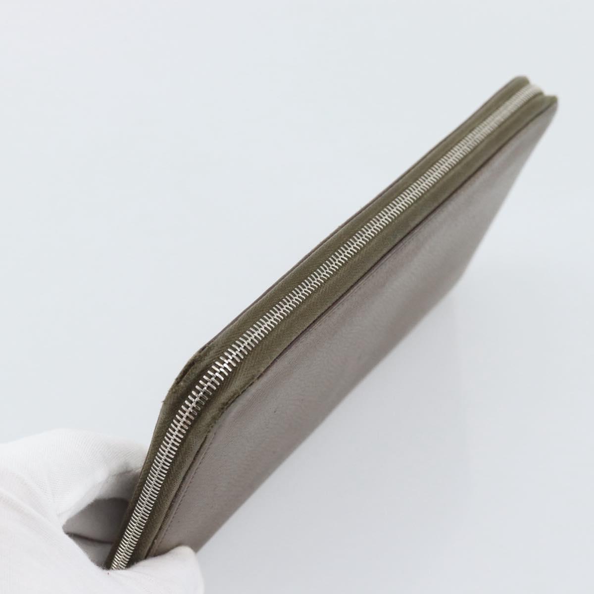 HERMES Azap Long Wallet Leather Beige Silver Auth 196019