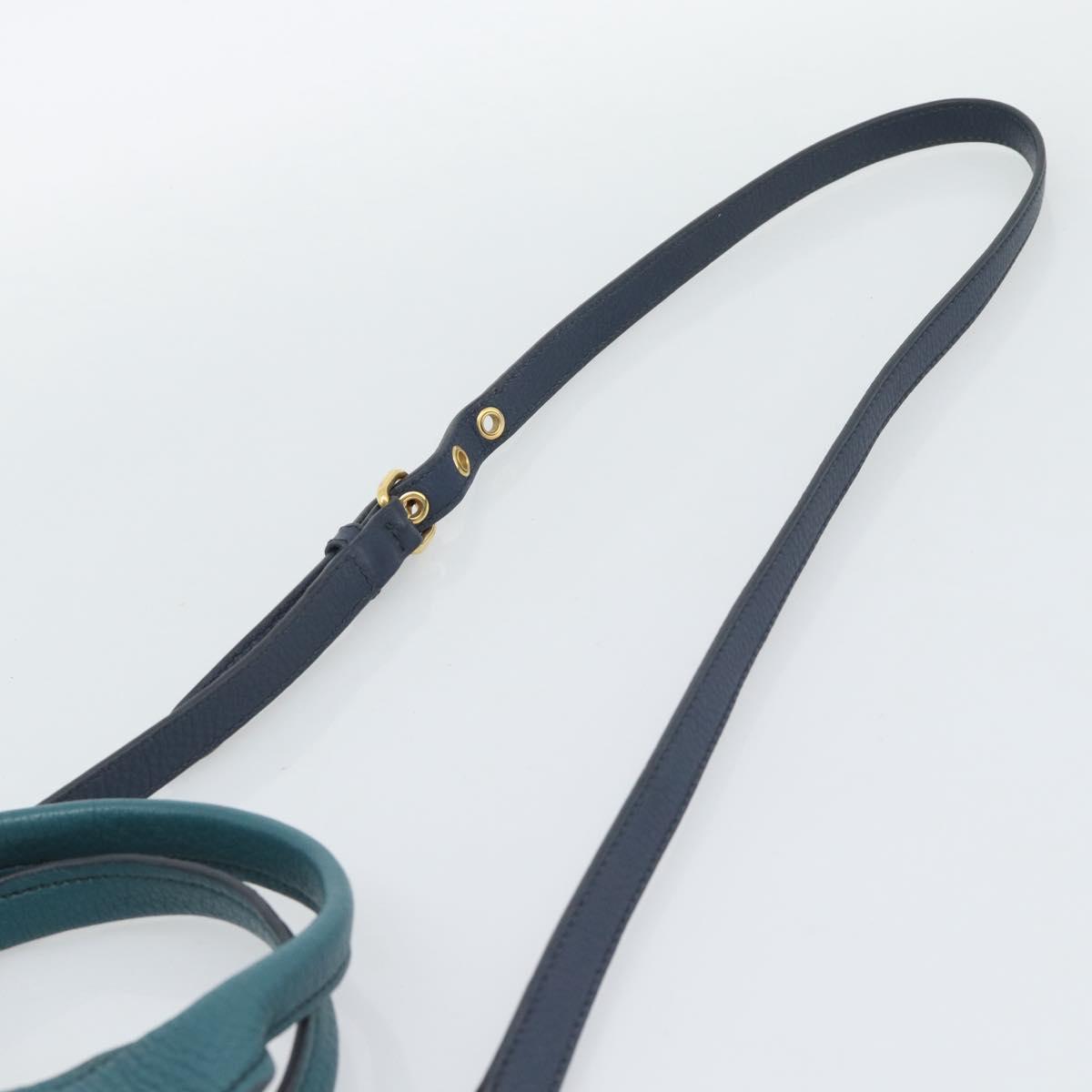 Miu Miu Hand Bag Leather 2way Green Gold Auth 196021A