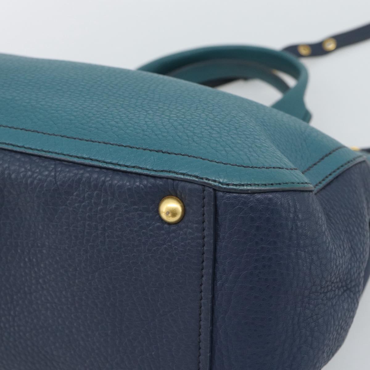 Miu Miu Hand Bag Leather 2way Green Gold Auth 196021A