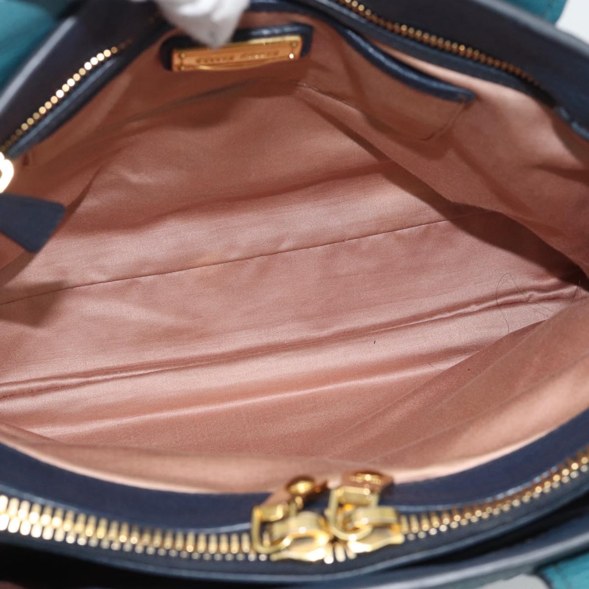 Miu Miu Hand Bag Leather 2way Green Gold Auth 196021A