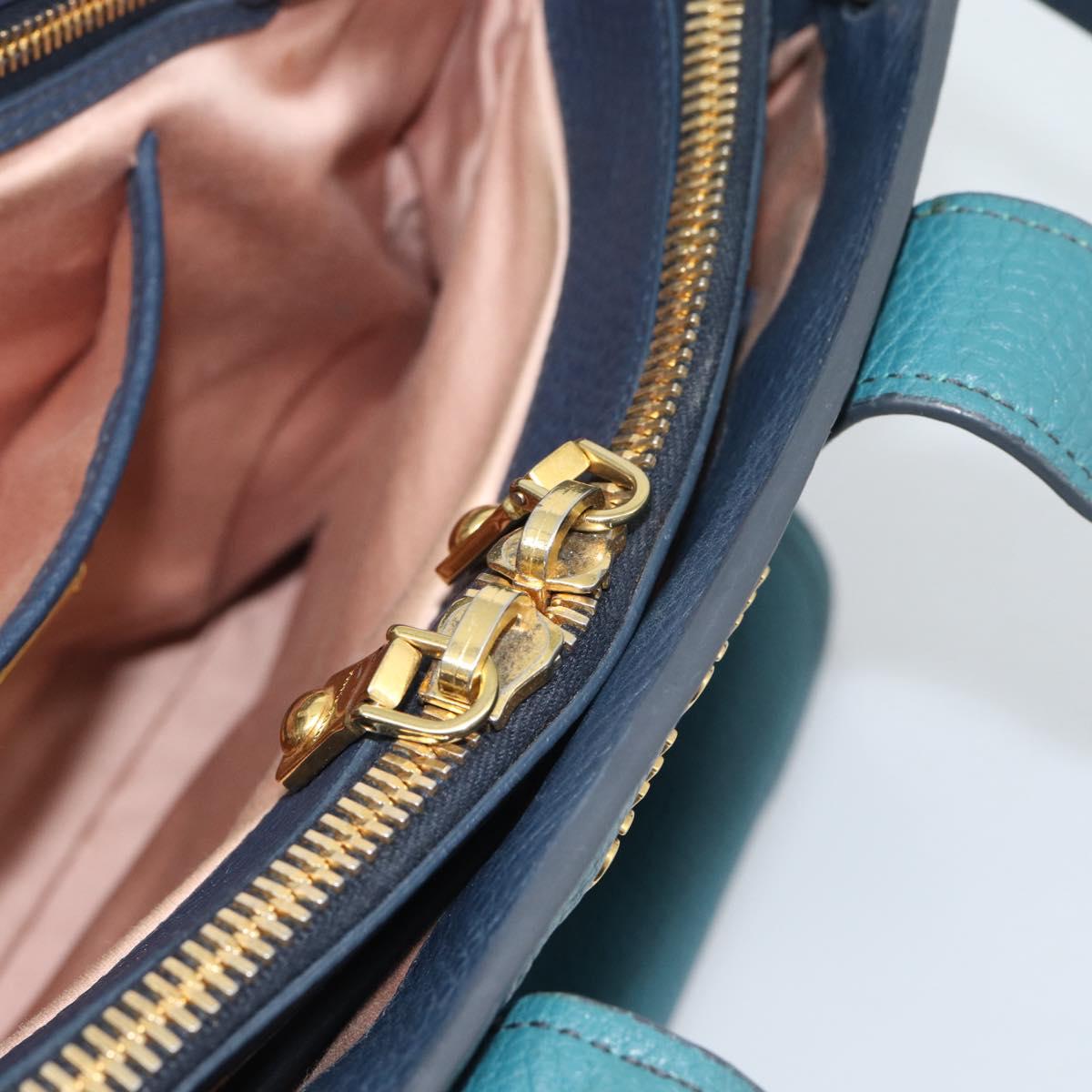 Miu Miu Hand Bag Leather 2way Green Gold Auth 196021A