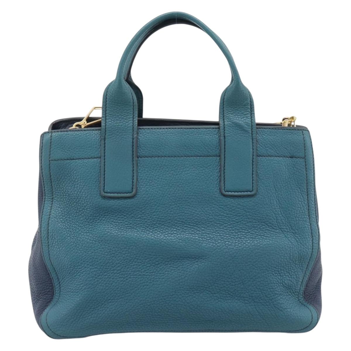 Miu Miu Hand Bag Leather 2way Green Gold Auth 196021A