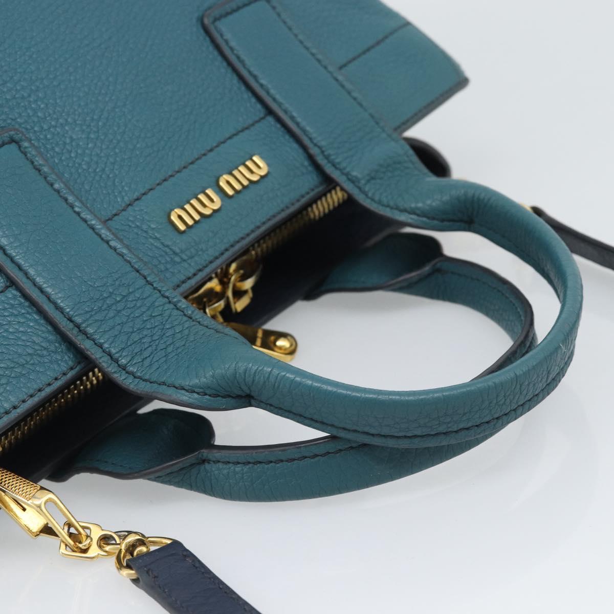 Miu Miu Hand Bag Leather 2way Green Gold Auth 196021A