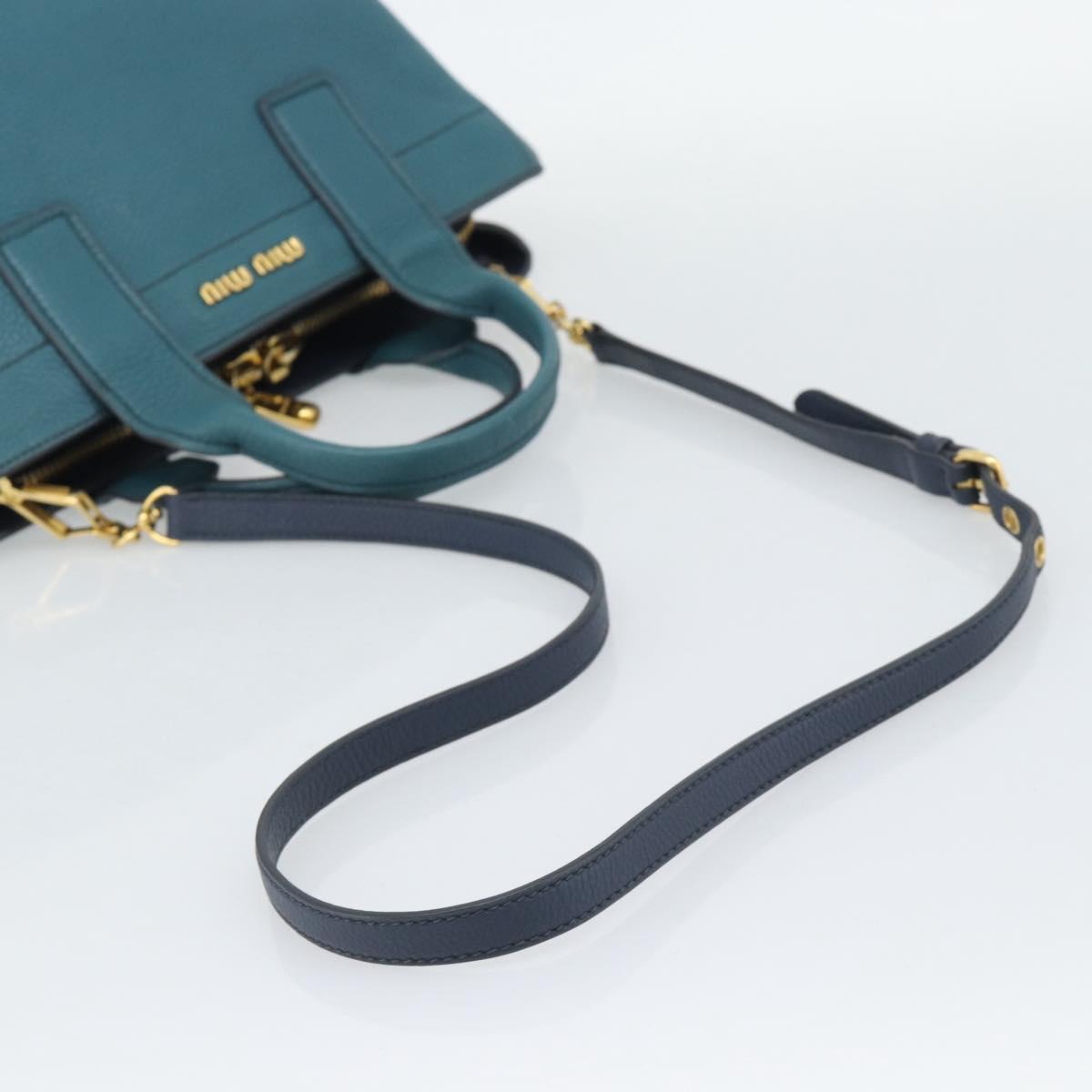 Miu Miu Hand Bag Leather 2way Green Gold Auth 196021A