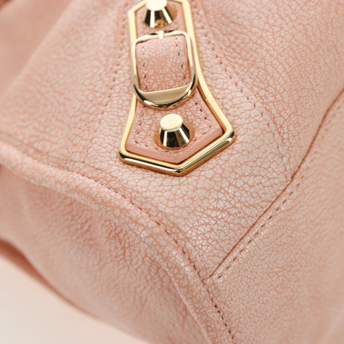 BALENCIAGA Metallic Edge City Bag Leather 2way Pink Gold 390154 Auth 196022M