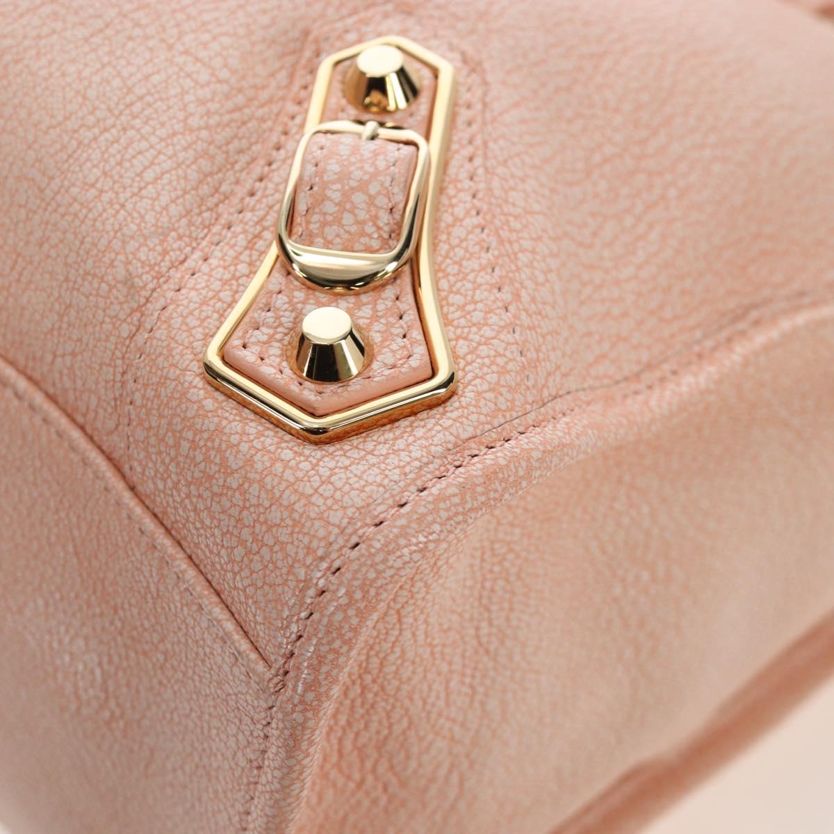 BALENCIAGA Metallic Edge City Bag Leather 2way Pink Gold 390154 Auth 196022M