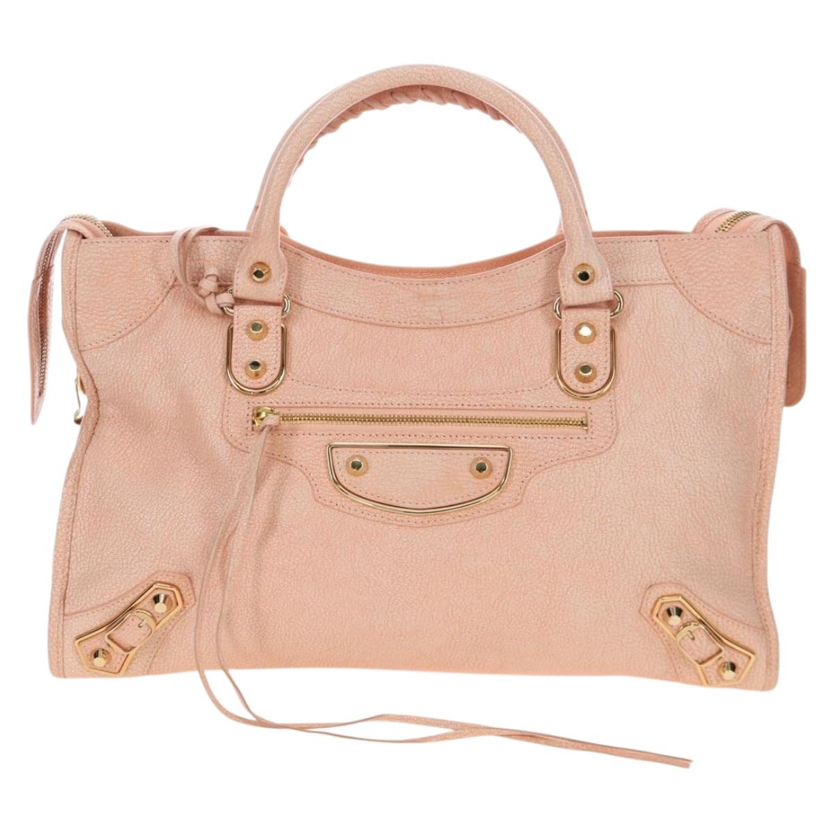 BALENCIAGA Metallic Edge City Bag Leather 2way Pink Gold 390154 Auth 196022M