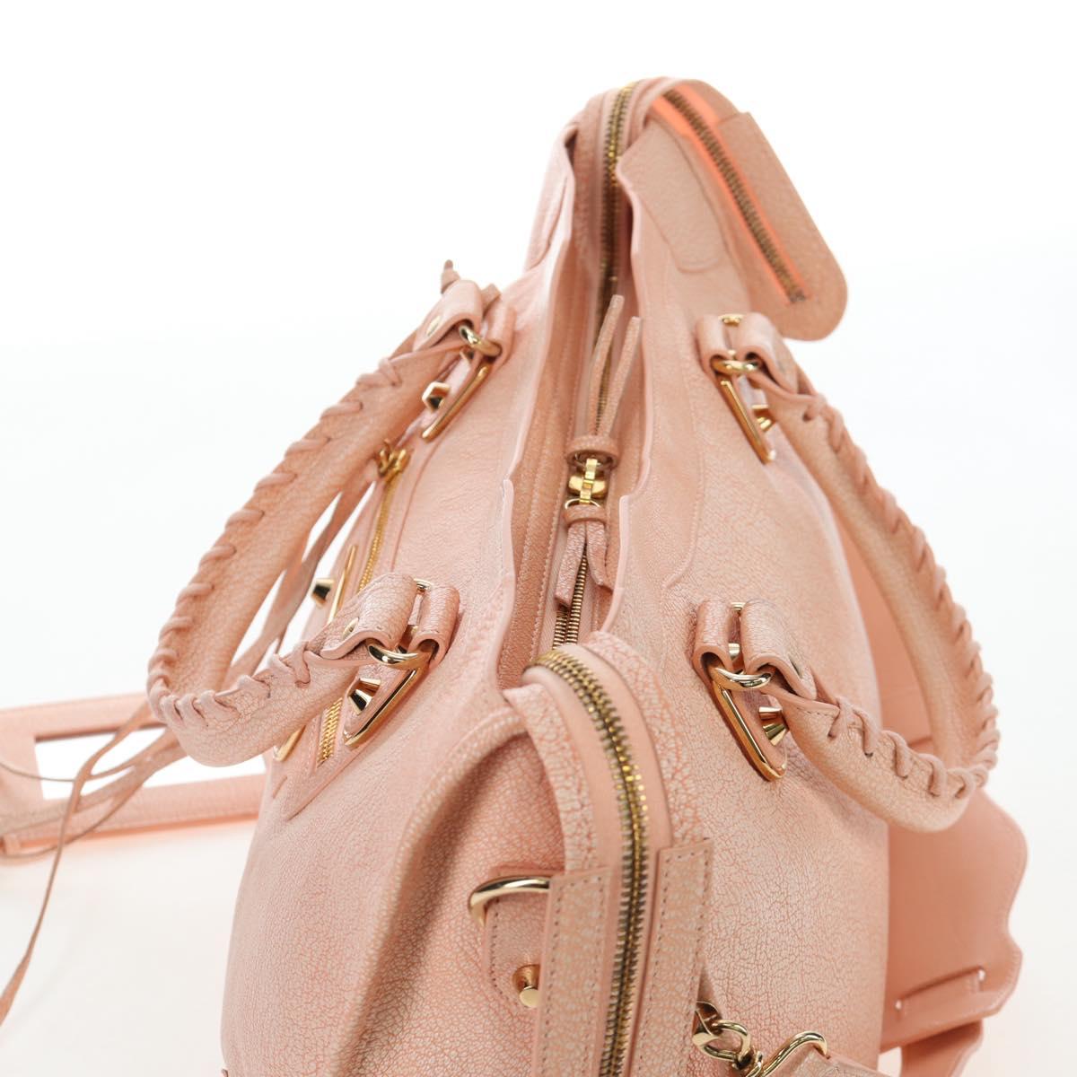 BALENCIAGA Metallic Edge City Bag Leather 2way Pink Gold 390154 Auth 196022M