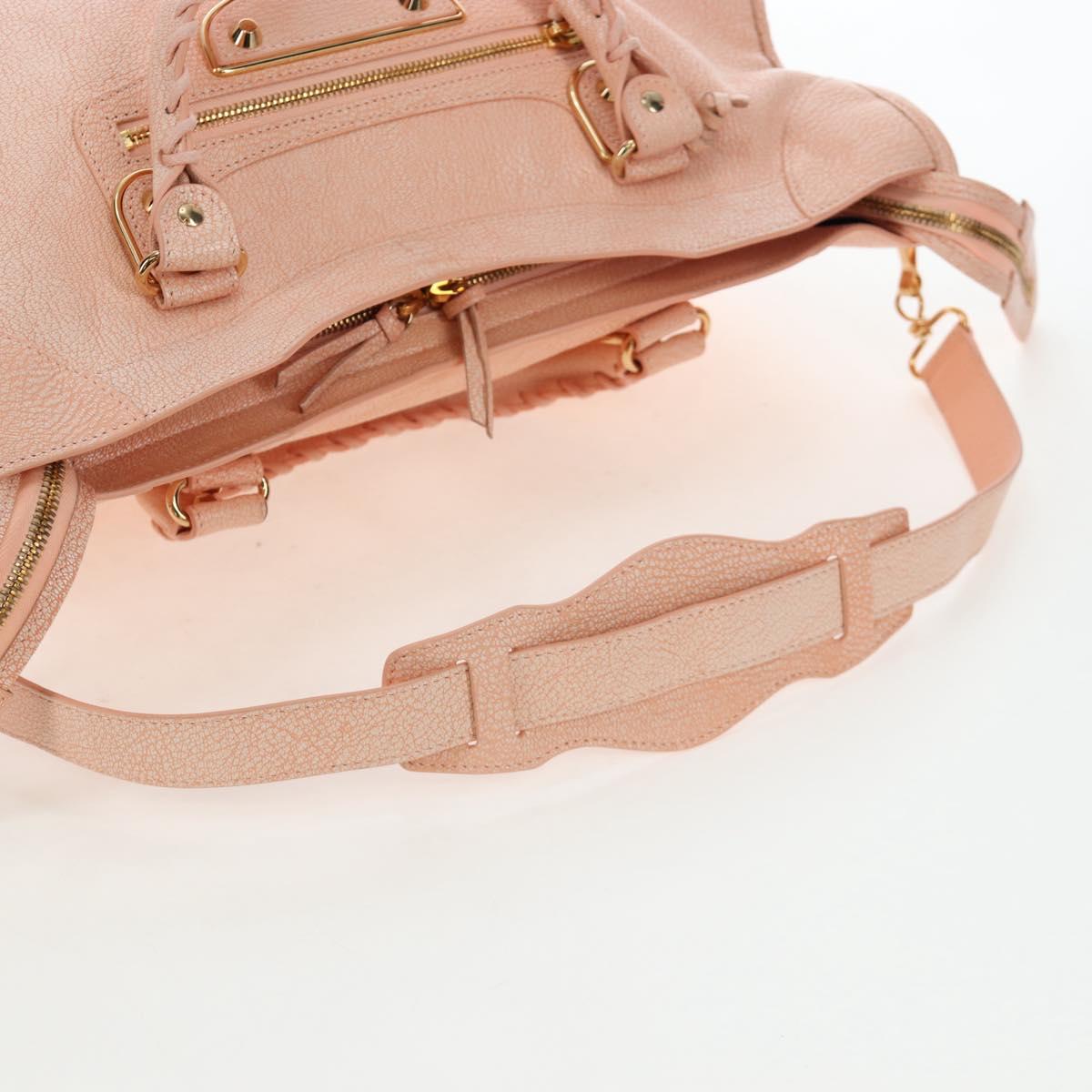 BALENCIAGA Metallic Edge City Bag Leather 2way Pink Gold 390154 Auth 196022M