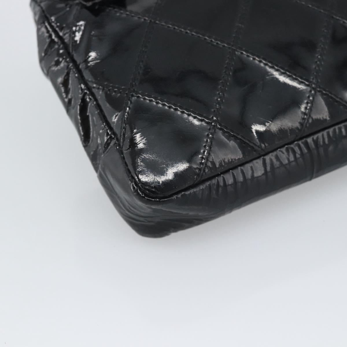 CHANEL Bicolore Waist bag Patent leather Black Gold CC Auth 196023