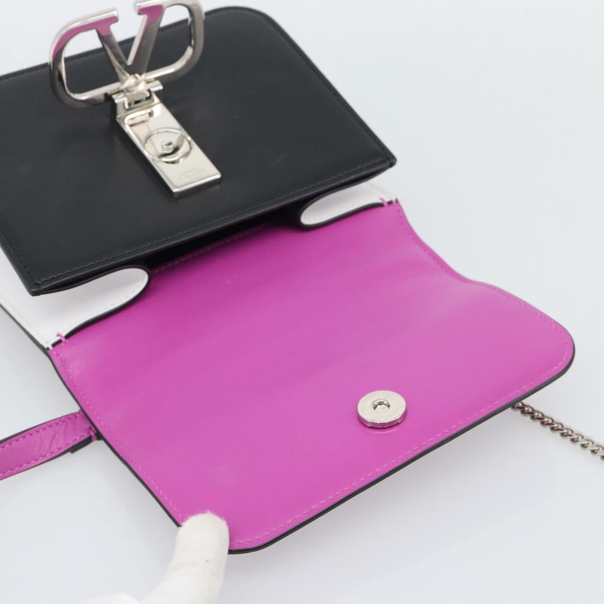 VALENTINO Shoulder Bag Leather 2way Purple Silver Auth 196036A
