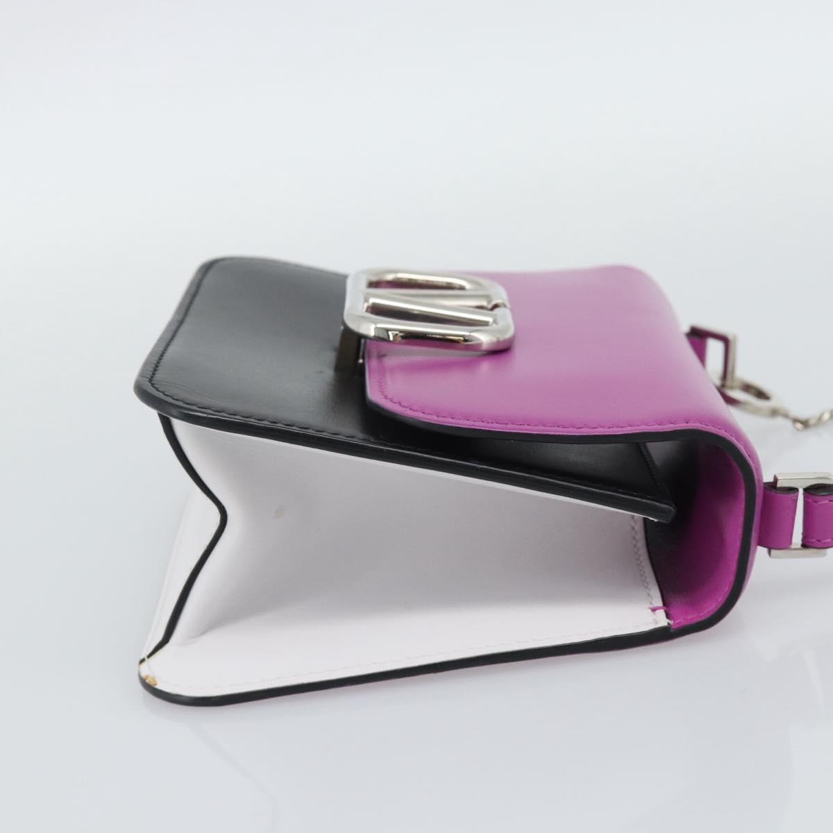 VALENTINO Shoulder Bag Leather 2way Purple Silver Auth 196036A