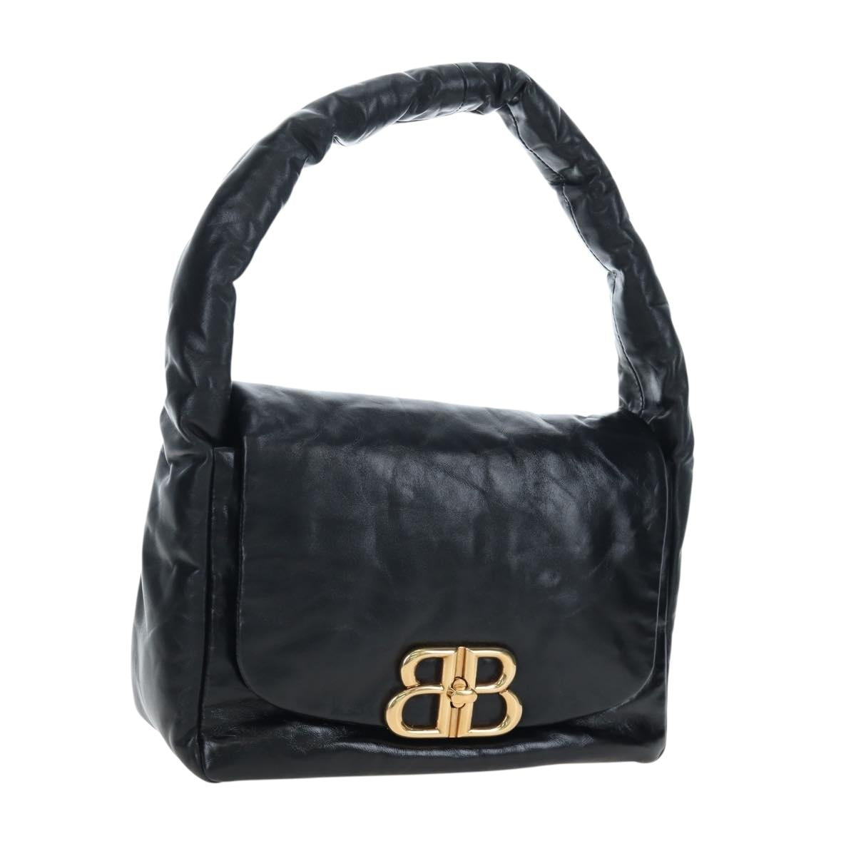 BALENCIAGA Monaco Sling Bag Leather Black Gold 787896 Auth 196040M