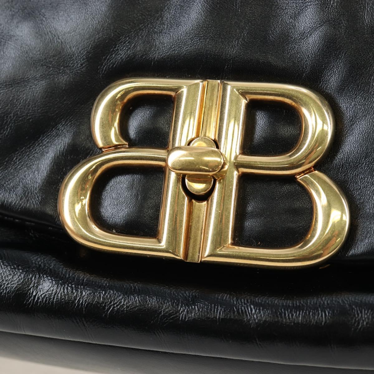 BALENCIAGA Monaco Sling Bag Leather Black Gold 787896 Auth 196040M