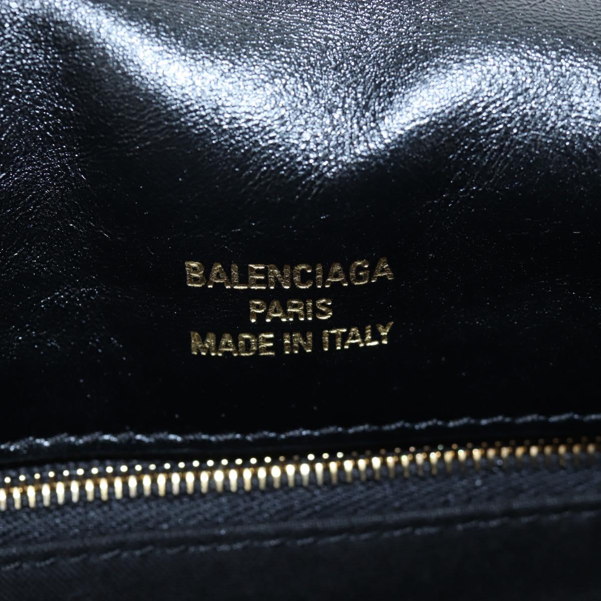 BALENCIAGA Monaco Sling Bag Leather Black Gold 787896 Auth 196040M