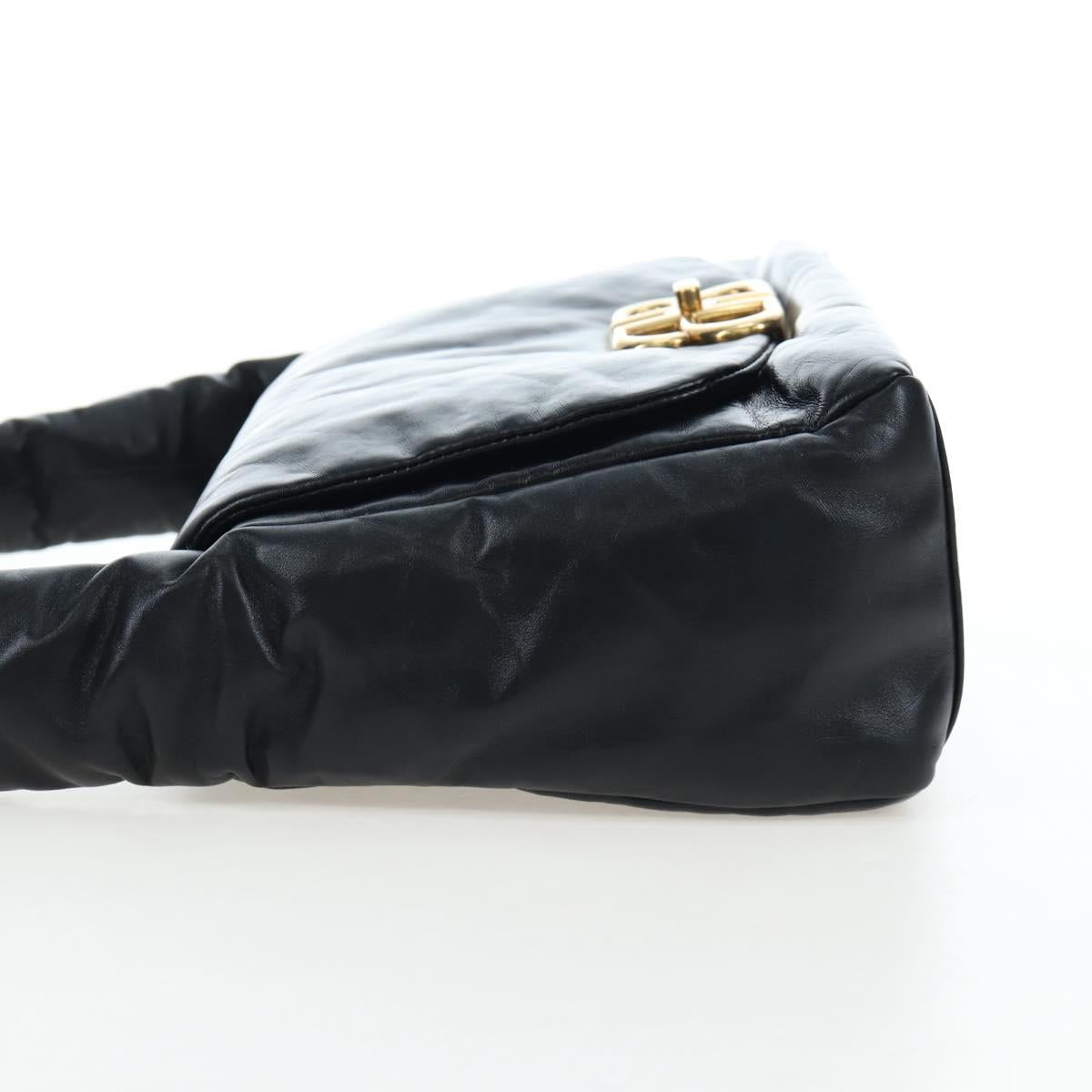 BALENCIAGA Monaco Sling Bag Leather Black Gold 787896 Auth 196040M