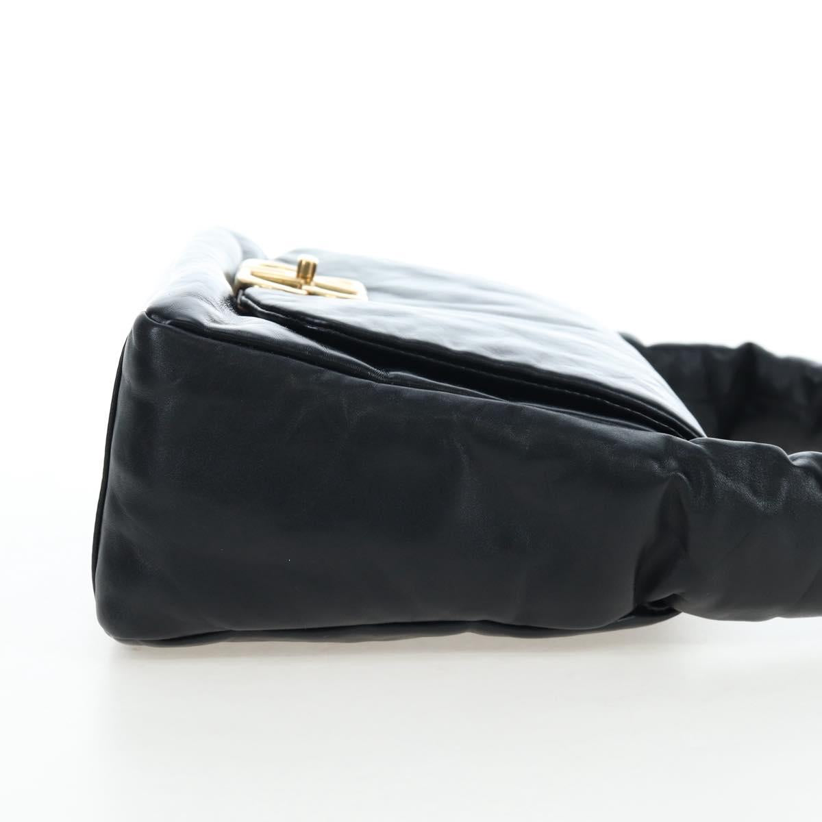 BALENCIAGA Monaco Sling Bag Leather Black Gold 787896 Auth 196040M