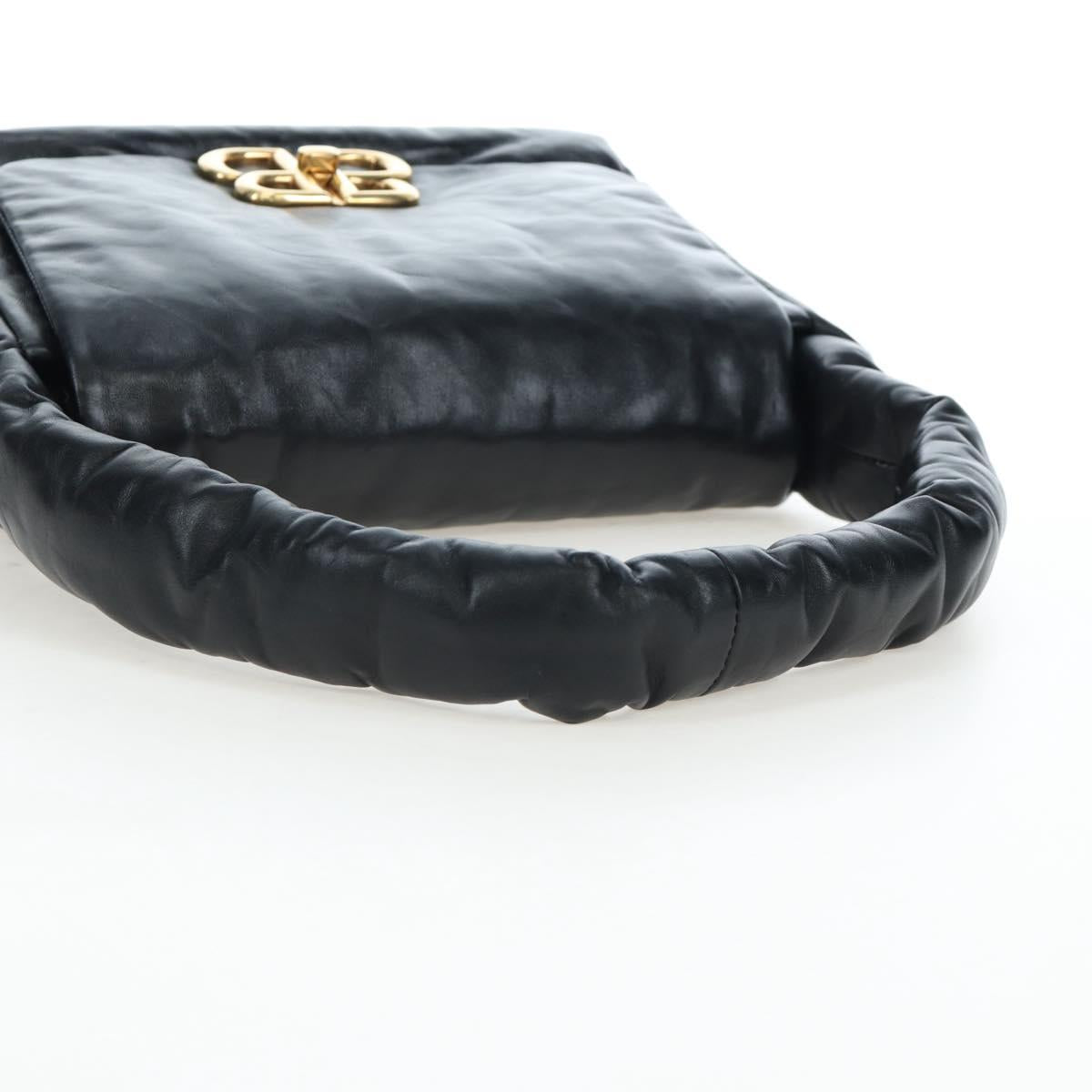 BALENCIAGA Monaco Sling Bag Leather Black Gold 787896 Auth 196040M