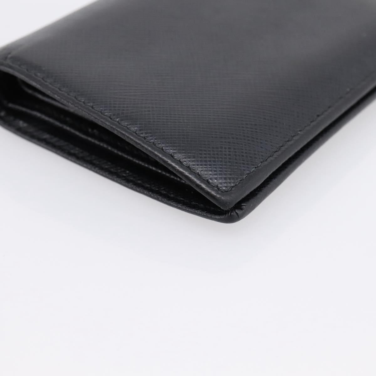 PRADA Compact Wallet Safiano Leather Black Gold Auth 196043A