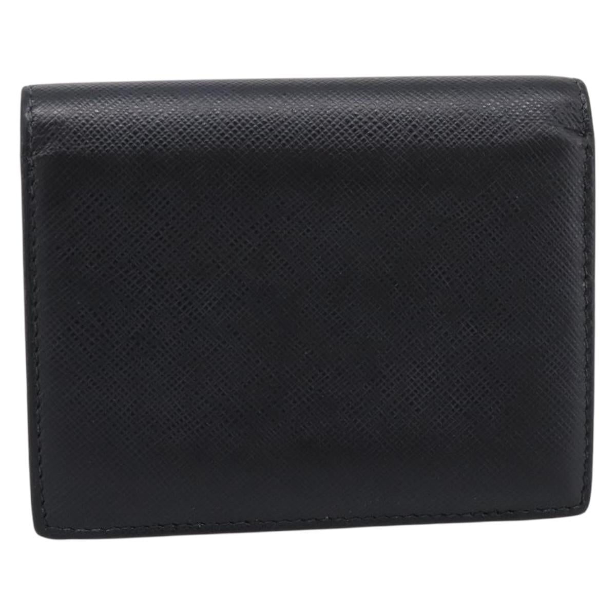 PRADA Compact Wallet Safiano Leather Black Gold Auth 196043A