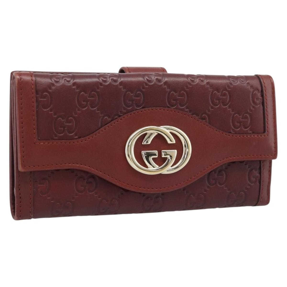 GUCCI GG Canvas Guccissima Long Wallet Red 282426 Auth 196044A