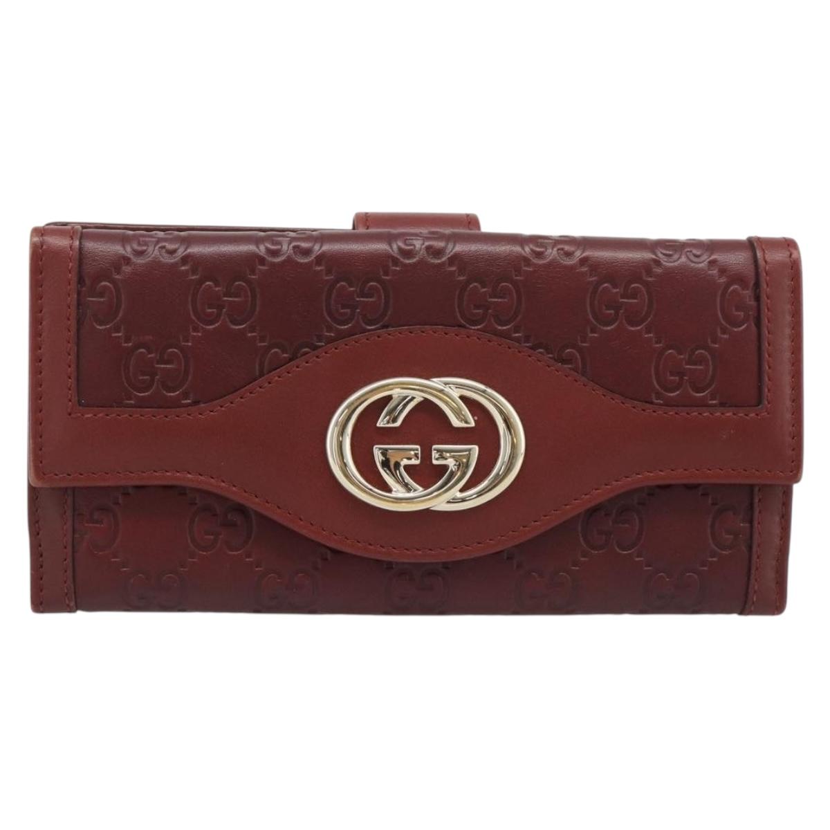 GUCCI GG Canvas Guccissima Long Wallet Red 282426 Auth 196044A