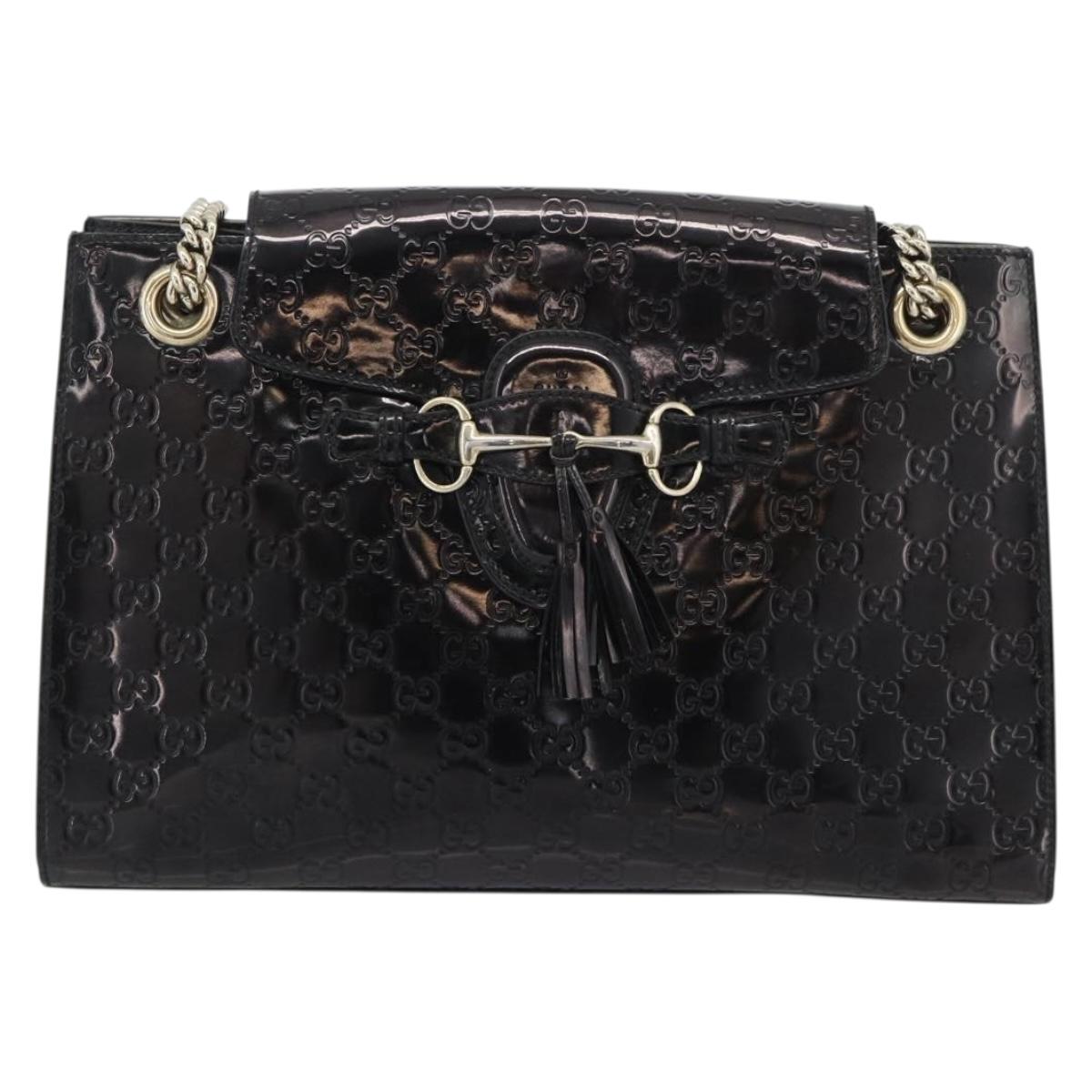 GUCCI GG Canvas Guccissima Horsebit Chain Patent leather 295403 Auth 196047A