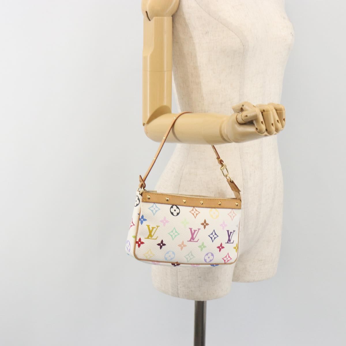 LOUIS VUITTON Monogram Multicolor Pochette Accessoires White M92649 Auth 196048V