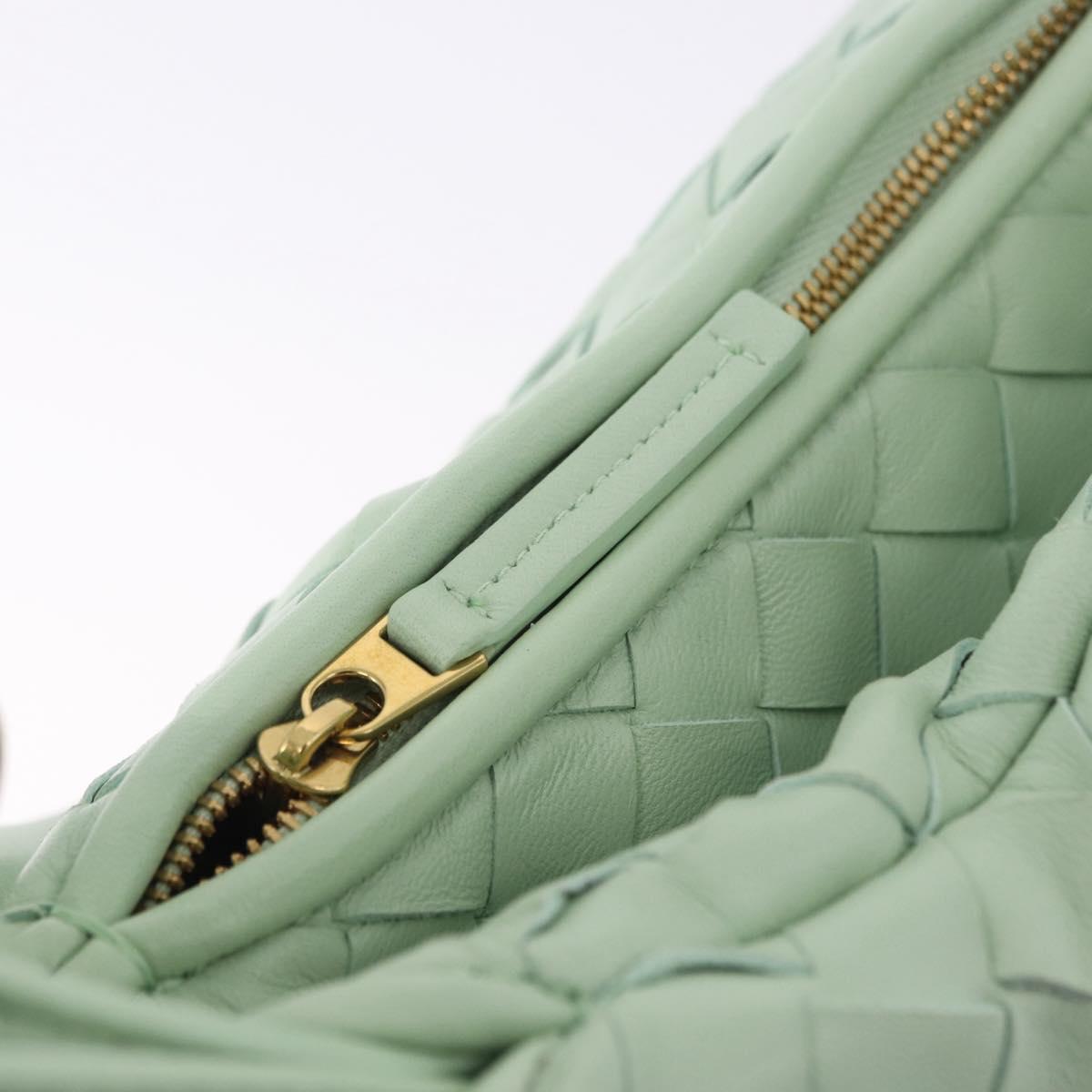 BOTTEGA VENETA INTRECCIATO Shoulder Bag Leather Green Gold Auth 196049SV