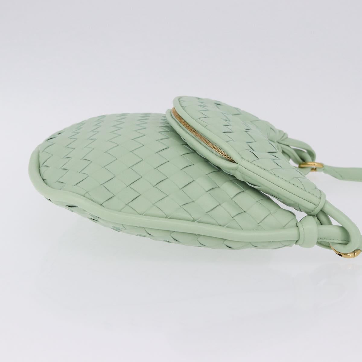 BOTTEGA VENETA INTRECCIATO Shoulder Bag Leather Green Gold Auth 196049SV