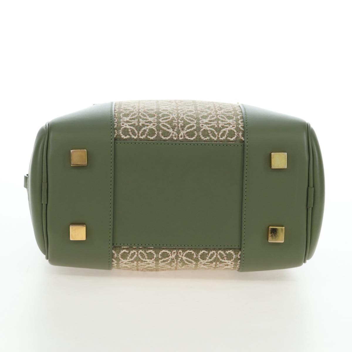 LOEWE Amazona 19 Hand Bag Canvas 2way Beige Gold Auth 196053SAM