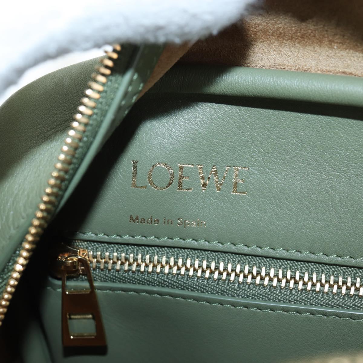 LOEWE Amazona 19 Hand Bag Canvas 2way Beige Gold Auth 196053SAM
