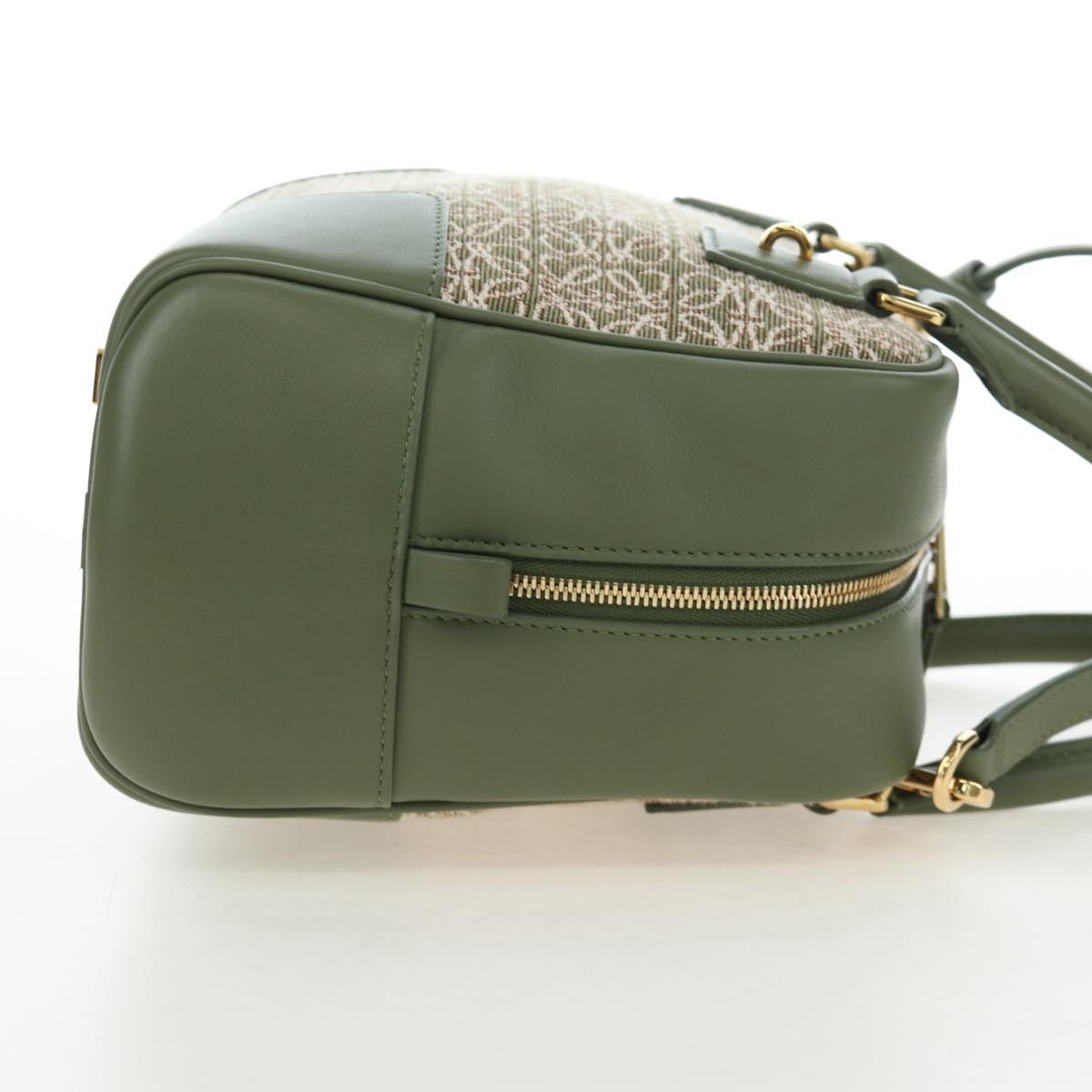LOEWE Amazona 19 Hand Bag Canvas 2way Beige Gold Auth 196053SAM