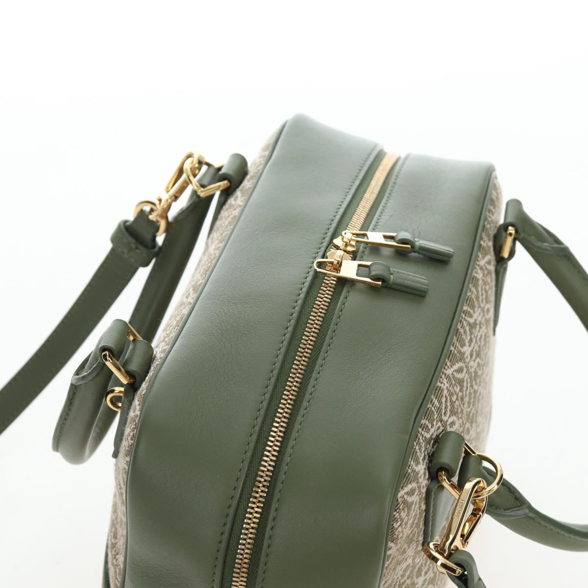 LOEWE Amazona 19 Hand Bag Canvas 2way Beige Gold Auth 196053SAM