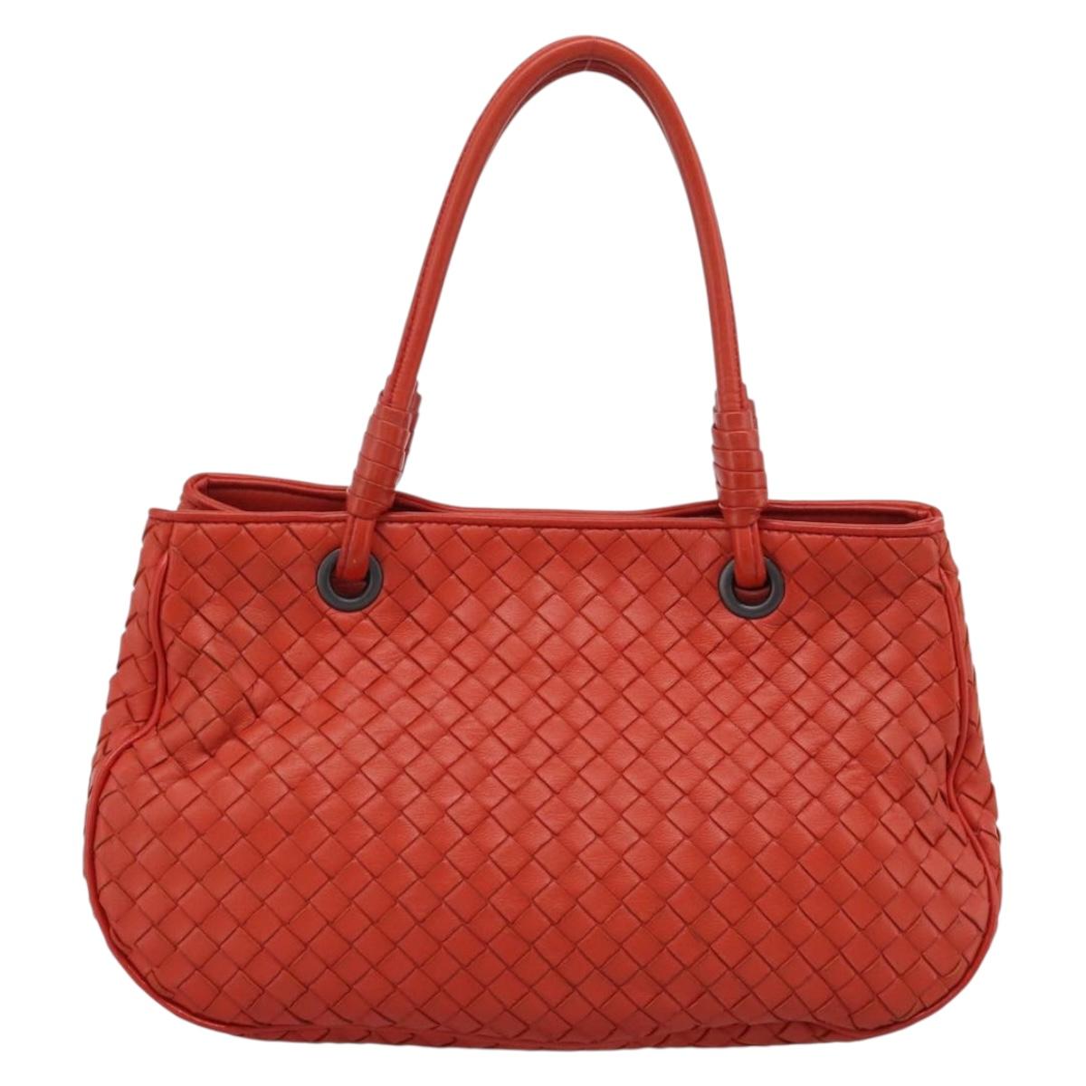BOTTEGA VENETA INTRECCIATO Hand Bag Leather Red Auth 196055A