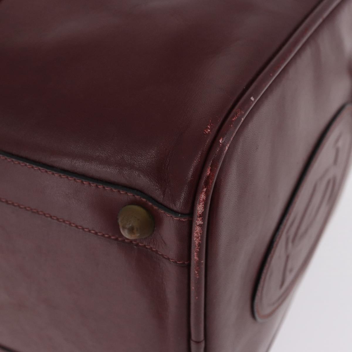 CARTIER Must Line Boston Bag Leather Bordeaux Gold Auth 196057