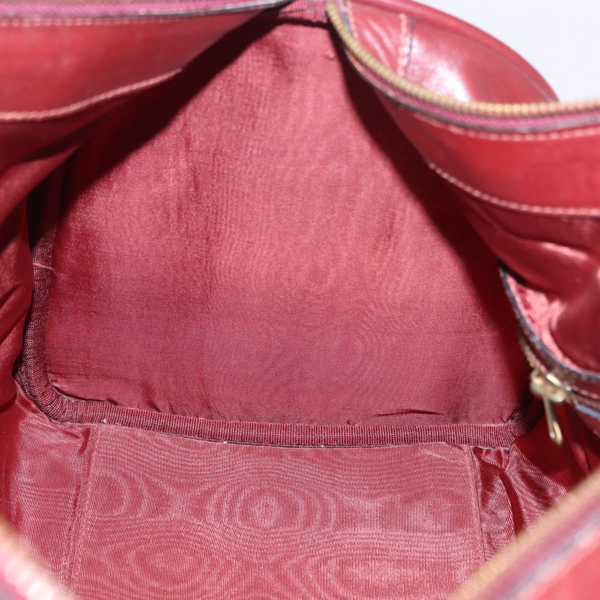 CARTIER Must Line Boston Bag Leather Bordeaux Gold Auth 196057
