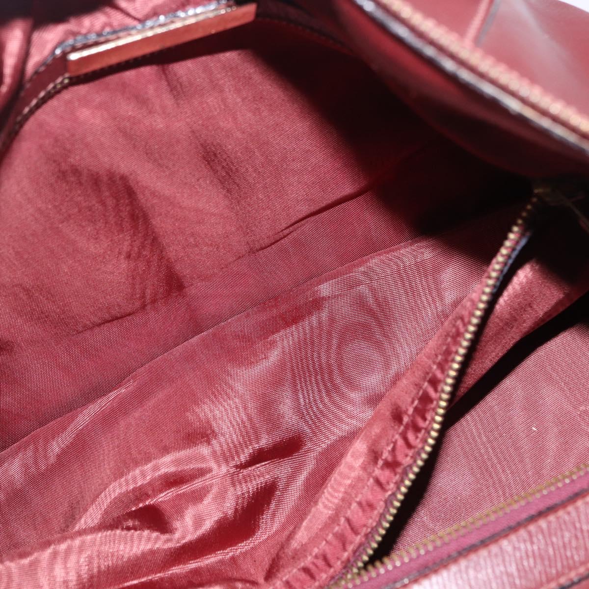 CARTIER Must Line Boston Bag Leather Bordeaux Gold Auth 196057
