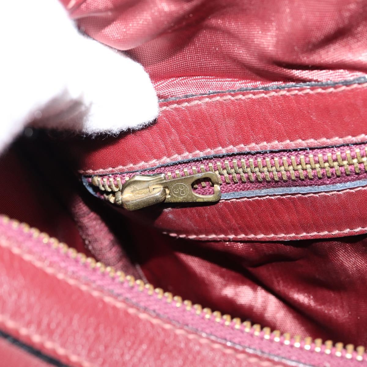 CARTIER Must Line Boston Bag Leather Bordeaux Gold Auth 196057