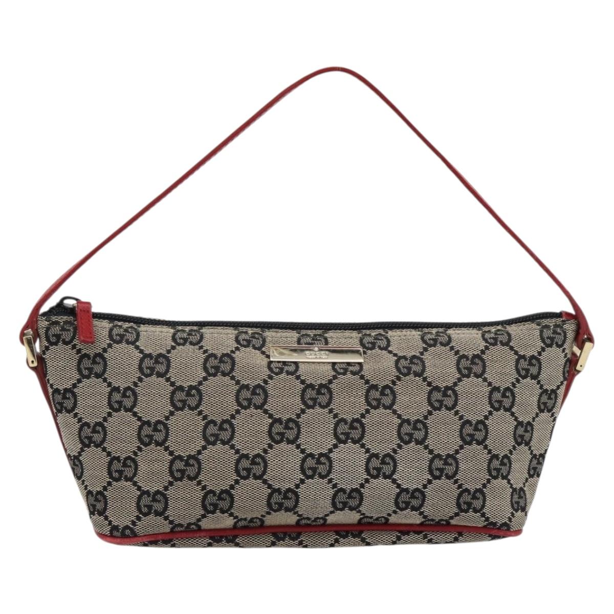 GUCCI GG Canvas Accessory Pouch Navy Gold 039 1103 Auth 196060A