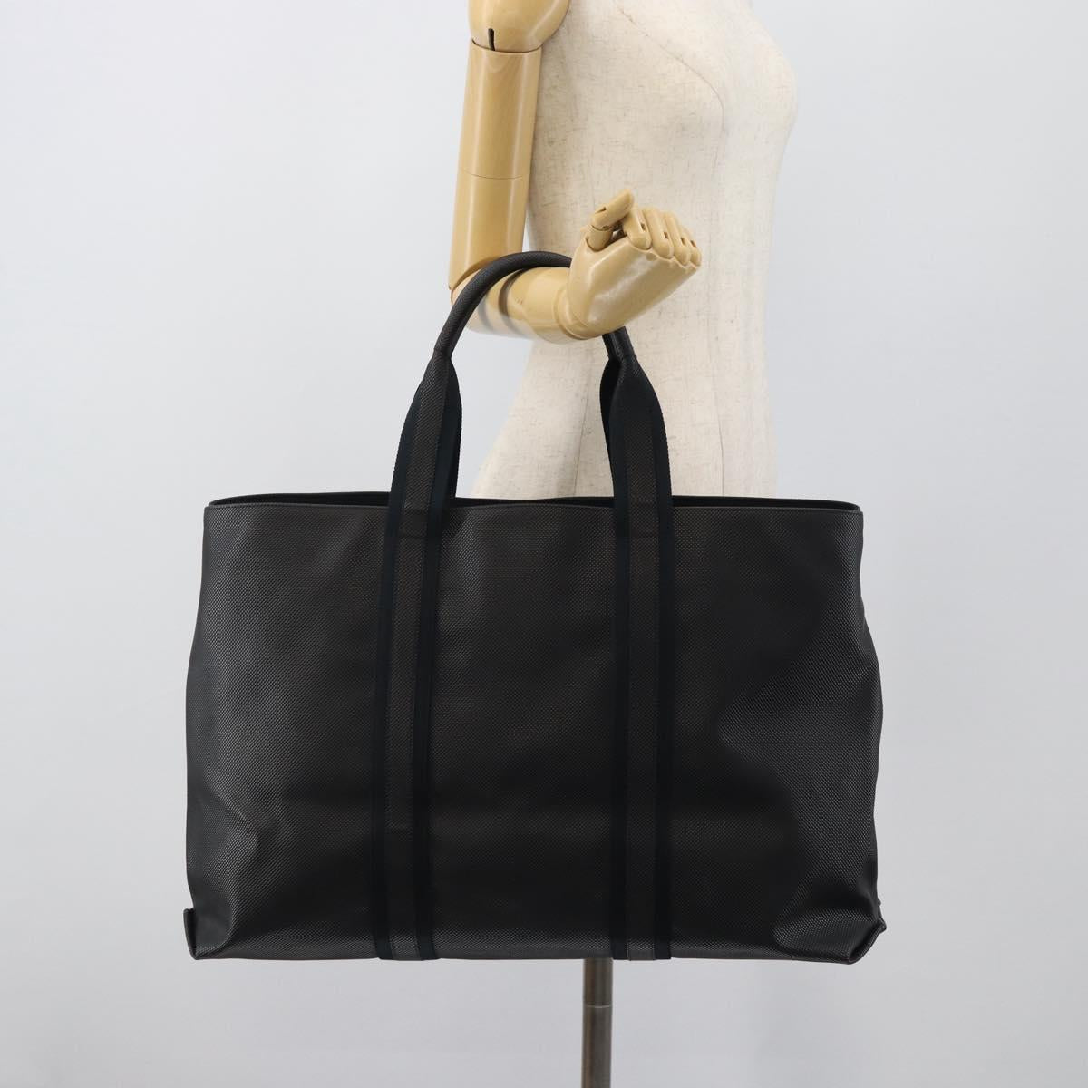 BOTTEGA VENETA Marco Polo Tote Bag PVC Canvas Black 130977 Auth 196061