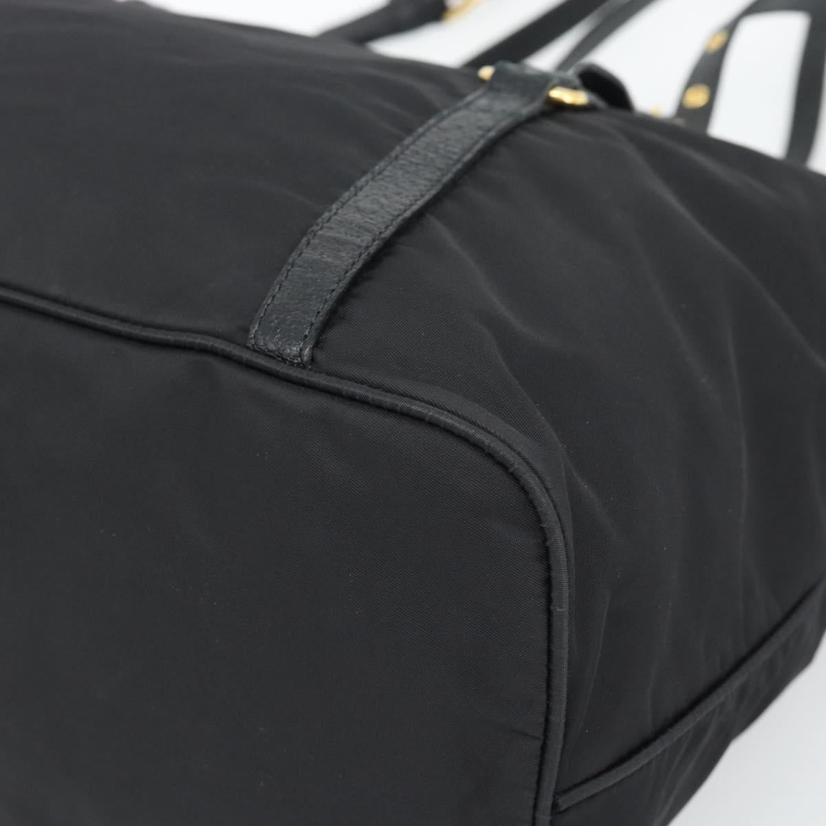 PRADA Tote Bag Nylon 2way Black Gold Auth 196064