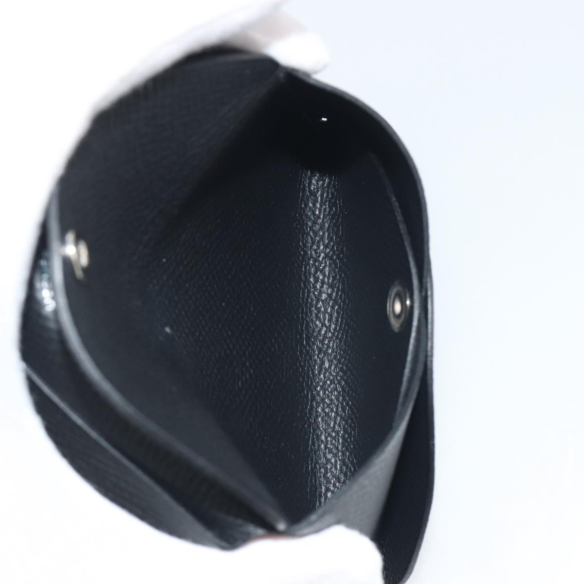 HERMES Calvi Duo Coin Purse Leather Black Silver Auth 196067V