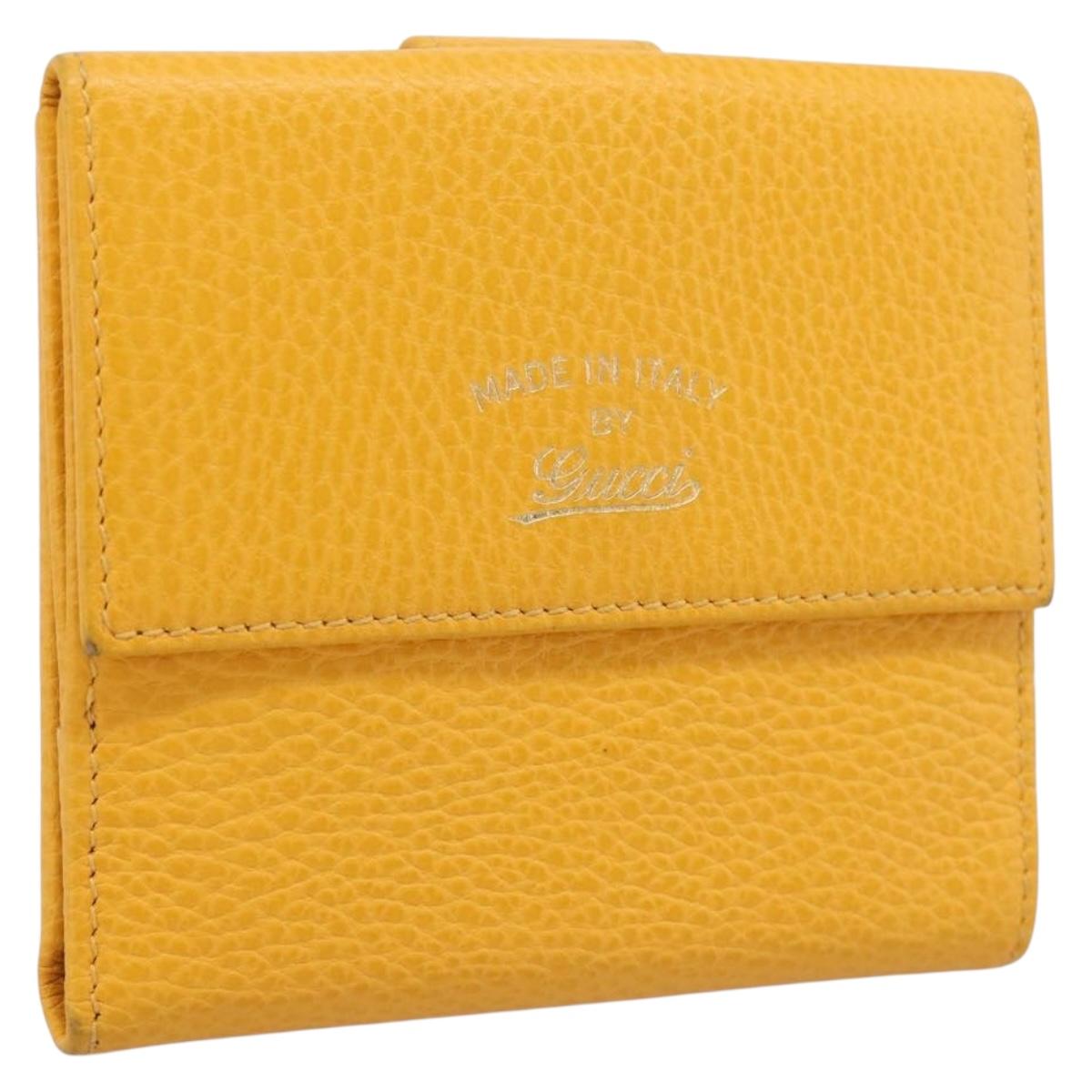 GUCCI Compact Wallet Leather Yellow Gold 368233 Auth 196070A