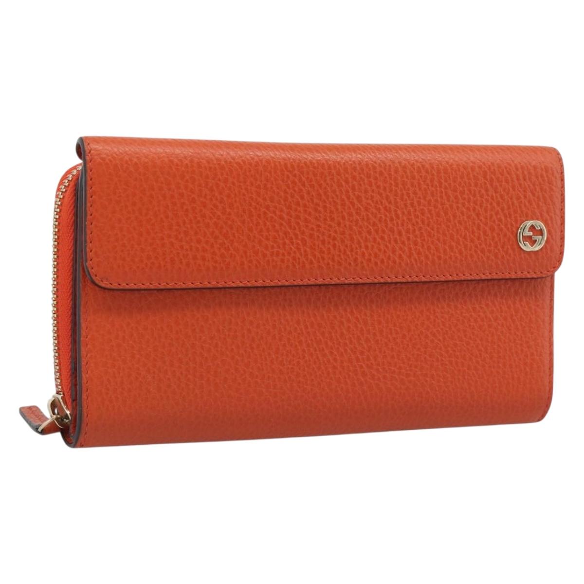 GUCCI Long Wallet Leather Outlet Orange 449397 Auth 196071A